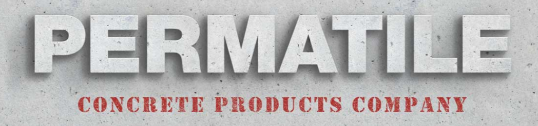 Permatile Concrete Products Company logo with textured concrete-style lettering.