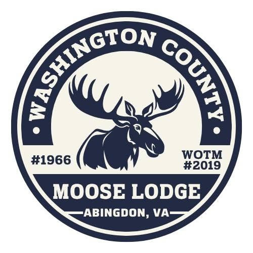 Washington County Moose Lodge #1966 WOTM #2019 Abingdon, VA circular logo featuring a moose head.