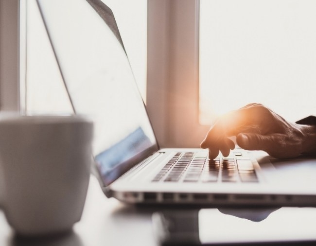 Person Typing on a laptop