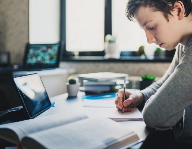 Homeschooler doing Homework 