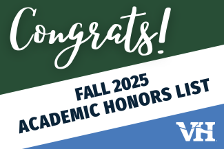 Congratulations graphic for the Fall 2025 Academic Honors List from Virginia Highlands Community College (VHCC).