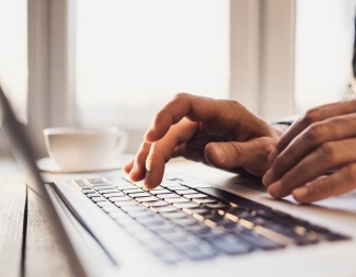 Male Hands Laptop Typing