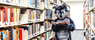 Wolf in Library with Book